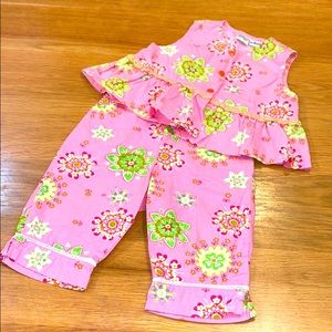 ZYNO~Size 2 Girls Floral Cotton Pants Tank Top SET
